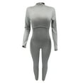 thumbnail image 4 of successthop Bodycon Jumpsuit Long Sleeve Women Slim Stylish Mock Neck Long Sleeve One Piece Long Lounge Wear Solid Pants, 4 of 5