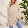 thumbnail image 2 of Long Sleeve Shirts for Women, Comdrip Womens Tunic Tops To Wear with Leggings Long Sleeve Thumb Hole Shirts Crew Neck Curved Hem Womens Long Sleeve T Shirts Khaki L, 2 of 7
