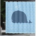 thumbnail image 4 of Ambesonne Whale Shower Curtain, Sea Animal Wavy Patterns, 69"Wx84"L, Blue, 4 of 5