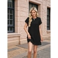 thumbnail image 4 of Casual Dresses for Women Ruffle Cap Sleeve Shift Dresses V Neck Short Sleeves Solid Color Flowy Summer Sundresses, 4 of 9