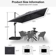 thumbnail image 3 of PURPLE LEAF Parasol Rectangulaire Déporté 10x13 Pi, Grand Parasol Suspendu en Aluminium avec Rotation à 360°, Réglable, pour Jardin et Piscine, Gris, 3 of 8