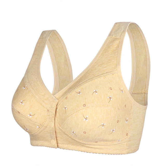 Timegard Plus Size Bras for Women Front Closure Button Wirefree Full Coverage Comfort Everyday Bras