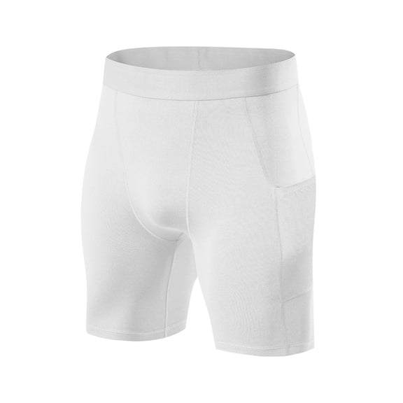 IWRICH Men's Compression Shorts with Pockets Performance Athletic Shorts for Workouts Sports Running Underwear White XL