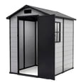 thumbnail image 2 of Ataucjin 4x6 FT Outdoor Storage Shed with Floor, Plastic Resin Garden Shed with Window & Sloping Roof & Lockable Door for Patio Backyard Garden, Lawn Mower, Bike, Tool Storage(ship in 2 boxes), 2 of 9