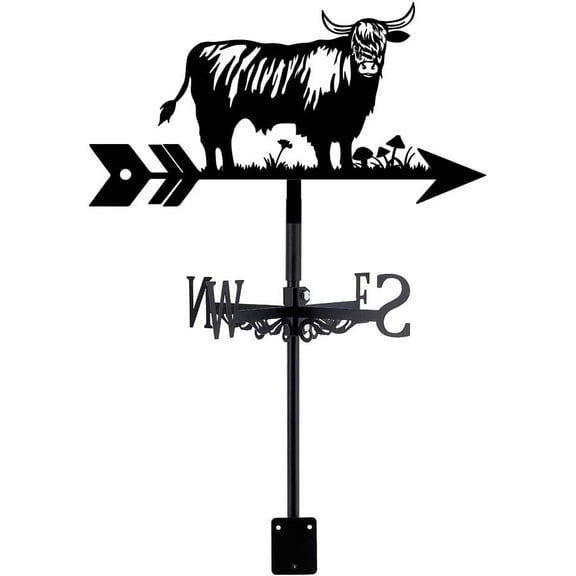 Highway Cow Weather Vane Cute Cow Weathervanes Black Metal Wind Vanes Animal Weather Vanes Weathervane Garden Ornament for Farmhouse Garden Outdoor Yard Roof Shed Paddock Decoration