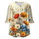 thumbnail image 4 of Camisas de Fiesta de Vacaciones para las Mujeres de Manga de 7 Pulgadas, Blusa de Algodón de Imitación Casual para Todas las Estaciones, 4 of 6