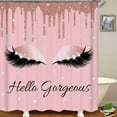 thumbnail image 3 of 4PCS Hello Gorgeous Shower Curtain Set, Hot Pink High Heels Lipstick Makeup Fashion Girls Women Bathroom Decor, Waterproof Fabric Black Shower Curtain, Non-Slip Bath Mat Toilet Rug, Hot Pink, 3 of 7
