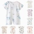 thumbnail image 4 of Infant Baby Boy Girl Bubble Onesie Short Sleeve Floral Romper Summer Outfit Cute 0 3 6 9 12 18 Months Infant Summer Onesie Gibobby,18-24 Months,Light Blue, 4 of 4