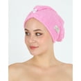 thumbnail image 6 of HALLEY Cotton Hair Towel Wrap – 3 Packs Super Absorbent, Anti Frizz Fast Drying Hair Towel for Curly Long Thick Hair – Hair Turbans for Wet Hair with Button – Hair Plopping Towel (Pink, Blue, White), 6 of 11