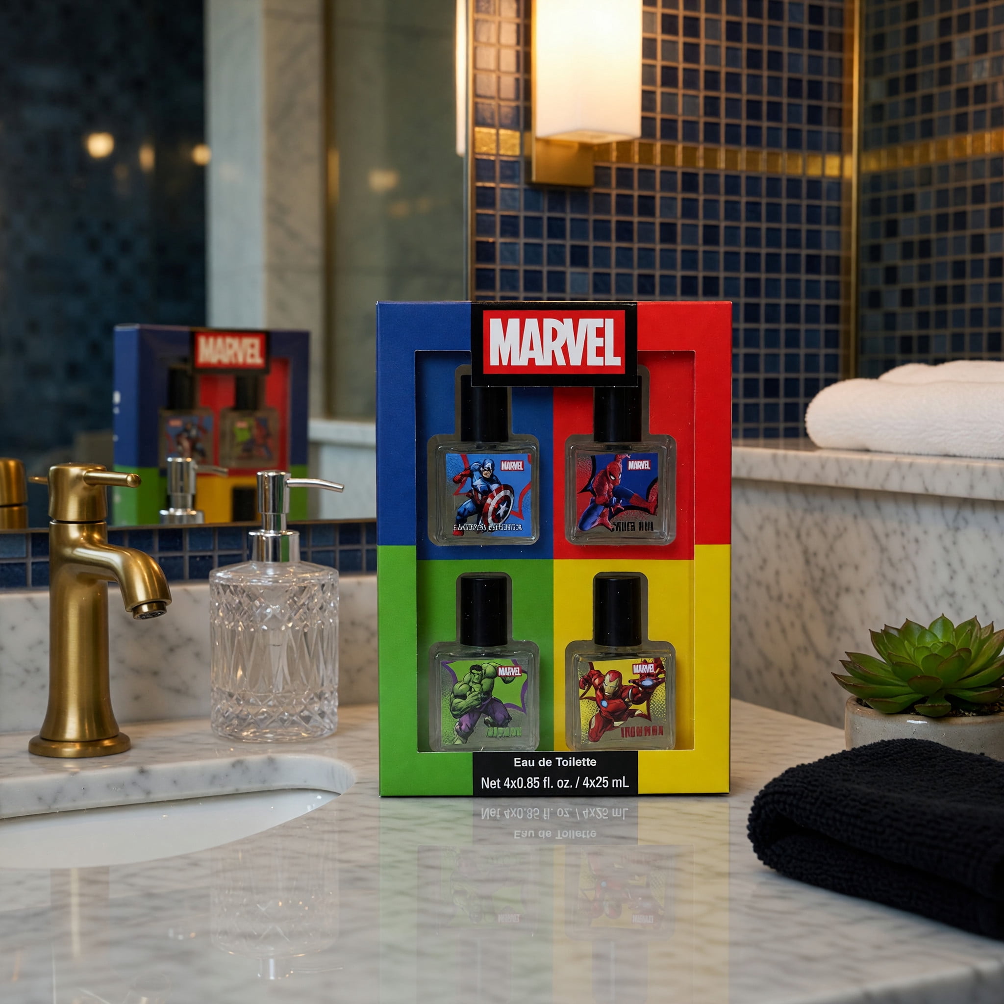 Marvel 4 Piece Gift Set for Kids, Includes Spider Man, Hulk, Iron