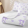 thumbnail image 4 of Erosebridal Kawaii Bow Ribbon Twin Quilt Set, Dreamy Princess Style Twin Coverlet Set for Girls, 2 Pieces, 4 of 7