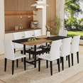 thumbnail image 2 of Newest 8-Piece Wood and Black Dining Table Set 71x35.4 inch with Storage and 8 White PU Chairs, 2 of 10