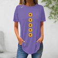 thumbnail image 1 of Fiudx Ofertas Flash Del Día Top Suelto con Cuello Redondo y Estampado de Girasoles a La Moda Informal de Verano para Mujer, 1 of 3