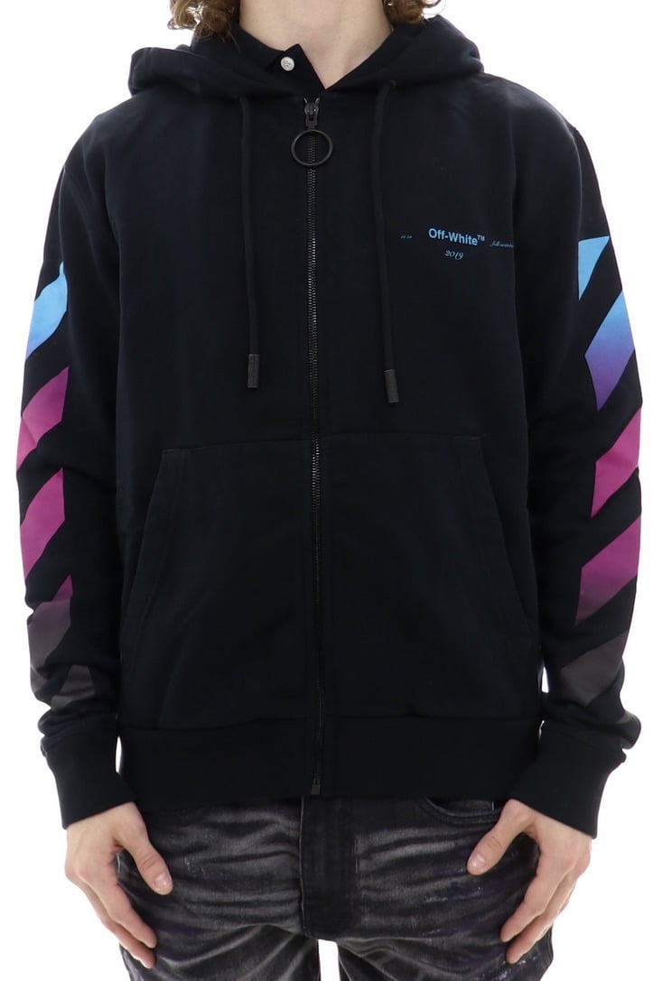 off white gradient zip up hoodie