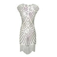 thumbnail image 2 of Sequin 20s 20's 1920s Themed Art Deco Flapper Party & Fancy Dress Outfit White, 2 of 2