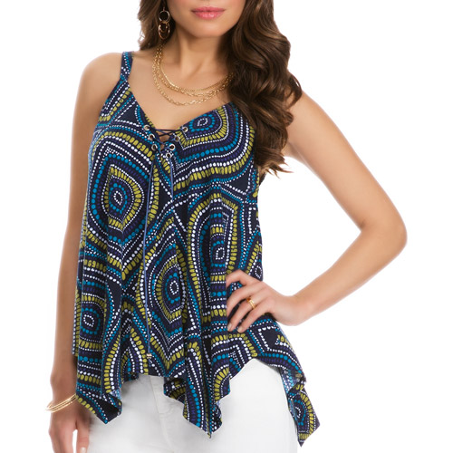 Miss Tina Women's Lace up Kerchief Top - Walmart.com