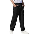 thumbnail image 2 of HAOTAGS Cargo Sweatpants for Teen Boys(5-15), Elastic Waist Loose Pants with Multi-pockets Black 14 Years, 2 of 7