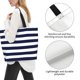 thumbnail image 3 of Fotbe Navy Blue And White Stripes Bolsa Tote Estética de Lona con Estampado para Mujer - Bolsa Reutilizable de Hombro Casual para Vacaciones, Compras, Trabajo y Gimnasio, 3 of 8