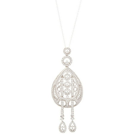Pori Jewelers CZ Sterling Silver Drop Pendant Necklace