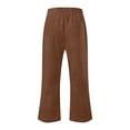 thumbnail image 5 of Glisme Pants For Womens Elastic Waist Relax Fit Trousers Straight Leg Slacks With Pocket Fashion Bottoms Coffee M, 5 of 5