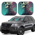 thumbnail image 6 of Kdxio Cartoon Art Skull Print 2-Piece Sun Shade Front Windshield - Foldable Car Front Window Sunshades for Most Sedans SUV Truck, 6 of 6
