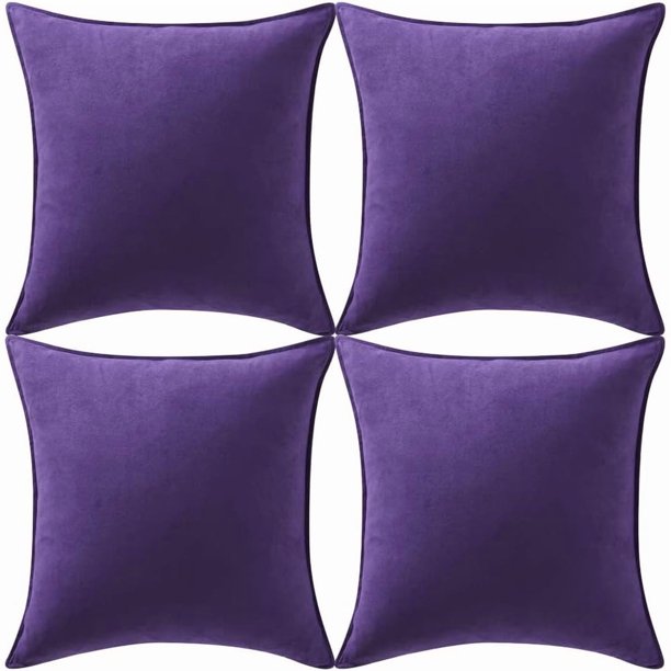 Fundas de cojín decorativas cuadradas, 4 unidades, supersuave, funda de cojín sólida de gamuza de imitación para sofá, dormitorio, sala de estar