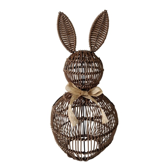 Spring Decorations for Home,Easter Decorations Outdoor,Wicker Easter Bunny Light Up, Rattan Bunny Outdoor Woven Wicker, Rabbit Topiary Easter Porch Decor, Spring Decoration(L 20*10IN)