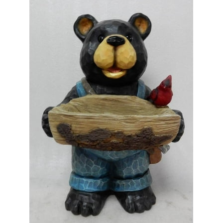 HI-LINE GIFT LTD BEAR HOLDS BIRD BATH WITH CARDINAL