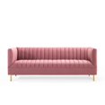 thumbnail image 5 of Modway Shift Channel Tufted Performance Velvet Sofa in Dusty Rose, 5 of 8