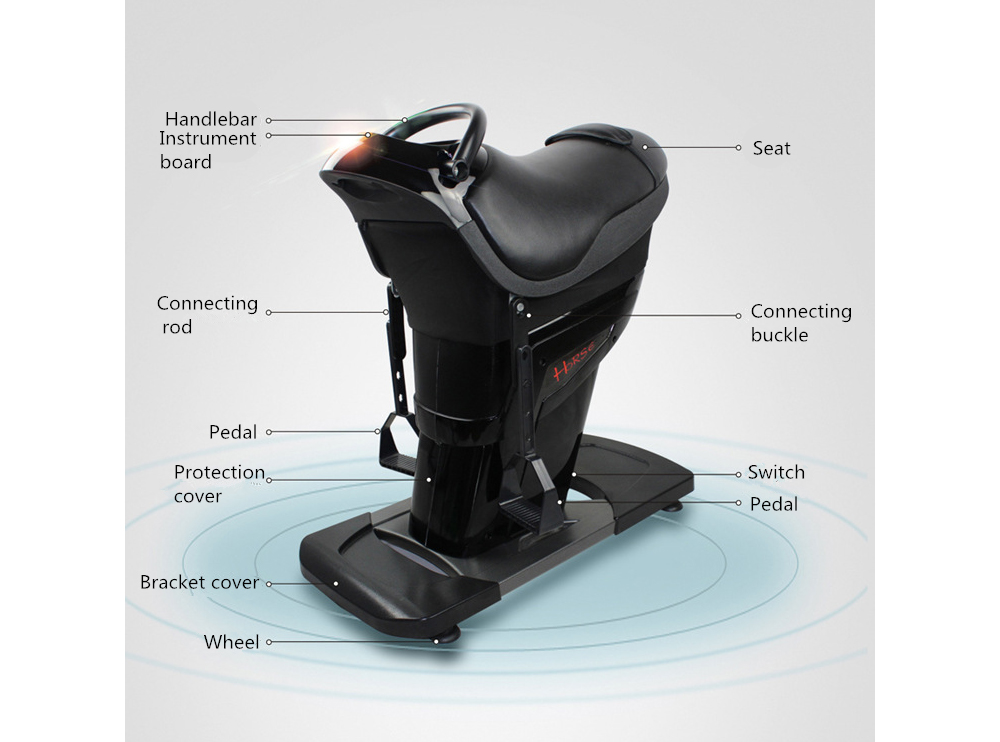 INTSUPERMAI Electric Horse Riding Machine Indoor Abdominal Trainers Fitness Equipment Black