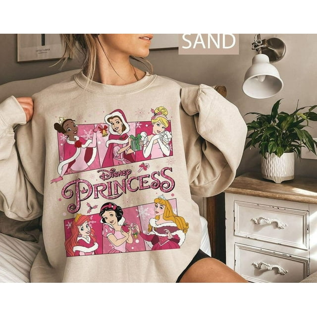 Retro Disney Princess Pink Christmas Tree Shirt, Disney Christmas Tree Shirt, Cute Christm - As Picture - L
