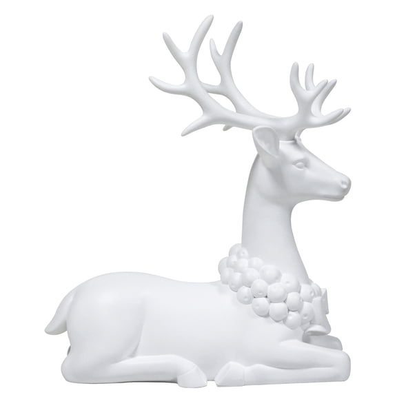Blow Mold Sitting Deer Christmas Decoration, White, 11", by Holiday Time