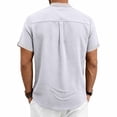 thumbnail image 6 of Timoontee Man Solid Color Casual Short Sleeved Half-buttoned Open And Close Vintage Standing Collar Top Gray L, 6 of 9