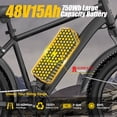thumbnail image 4 of 26 Inch 750W 1500W Electric Bike, 48V 15.6Ah Removable Battery, 26x4 Fat Tire Mountain Ebike, UL2849, Black, 4 of 9