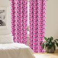 thumbnail image 2 of Monstera Curtains 2 Panels Set, Abstract Pattern with Pink Color Palette Tropical Leaves, Window Drapes for Living Room Bedroom, 56"W X 63"L, Hot Pink Dark Magenta, by Ambesonne, 2 of 5
