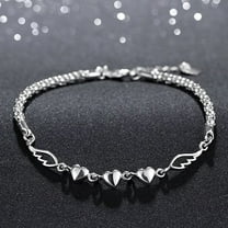 AQSQ Initial Heart Bracelet Charms Bracelets 925 Sterling Silver Chain Bracelets for Women