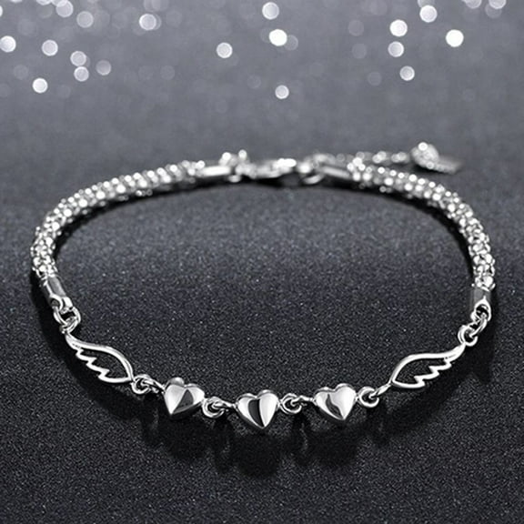 AQSQ Initial Heart Bracelet Charms Bracelets 925 Sterling Silver Chain Bracelets for Women