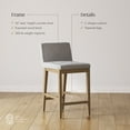 thumbnail image 3 of Nathan James Gracie Modern Bar Stool Counter Height Barstool with Back, Upholstered Kitchen Island Stool with Solid Wood Legs, Gray/Light Brown, 3 of 5