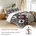 thumbnail image 7 of Red Grey White Bedding Duvet Cover Set Queen Size 4 Pieces Bohemian Ethnic Vintage Texture Bedding Set with Zipper Closure, 1 Comforter Cover 90x92 Inches 1 Flat Sheet & 2 Pillow Cases, 7 of 7