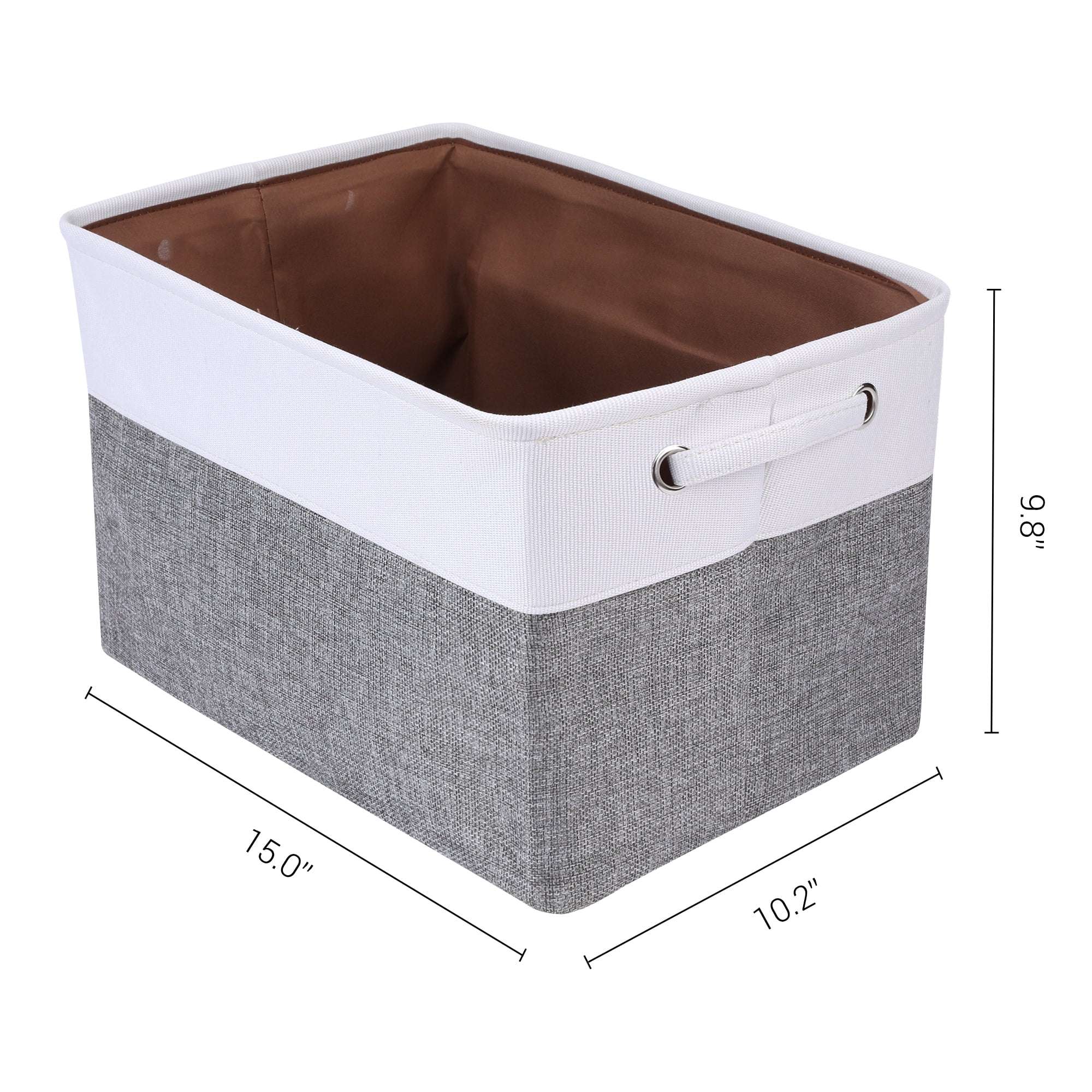 Unique Bargains Storage Cube Fabric Storage Bin with Handles White 15*10.2*9.8in