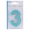 Bakery Crafts Glitter Number 3 Birthday Candle, Blue, 3"