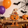 thumbnail image 5 of Wooden Halloween Pumpkin Decoration 6 in - Natural Wood Tabletop Ornament Sign Accent Display for Fireplace Mantel Shelf Tiered Tray Fall Harvest Decor Accent, 5 of 7