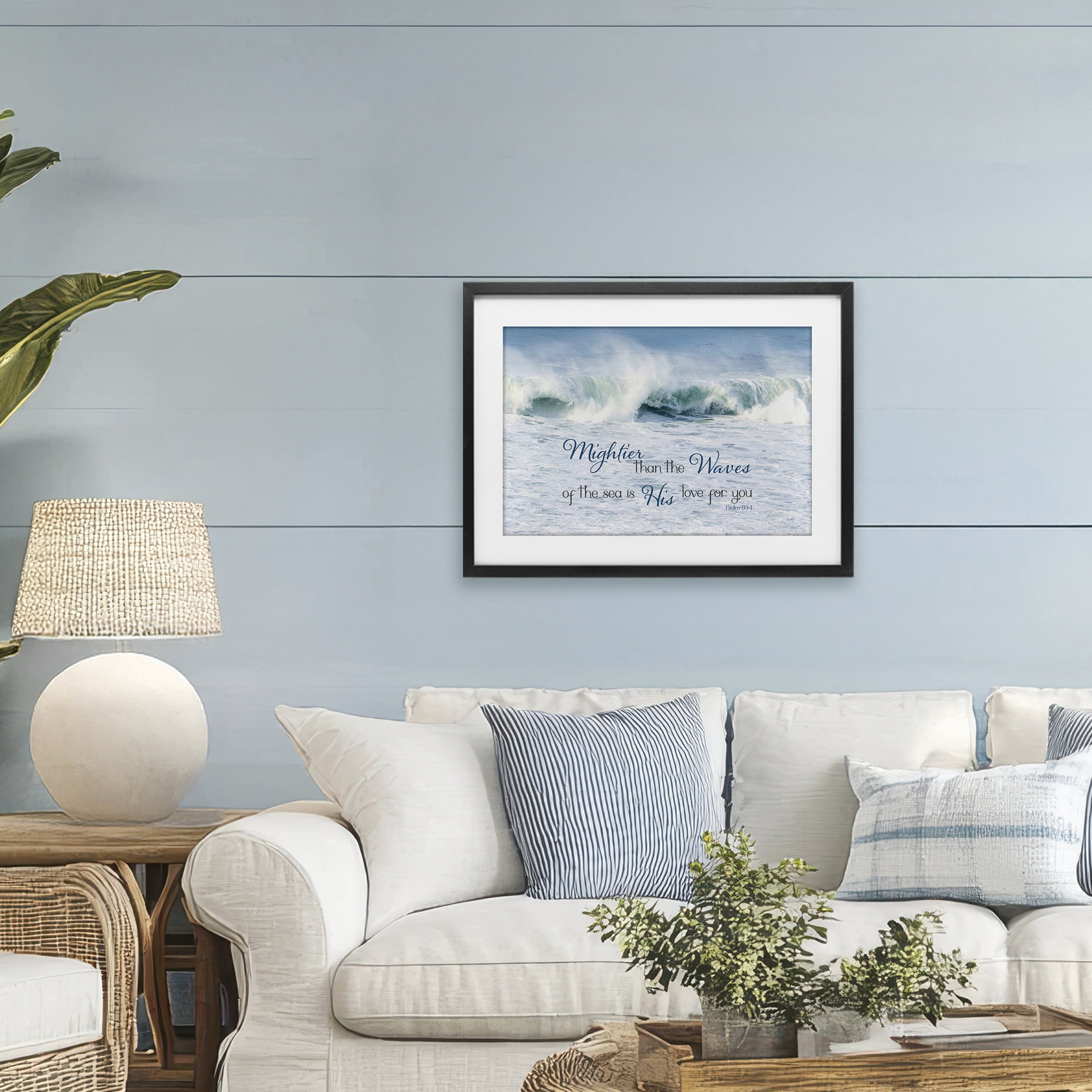 Stupell Industries Mightier Than The Waves Black Framed Print Under Glass, design by Kathy Mansfield