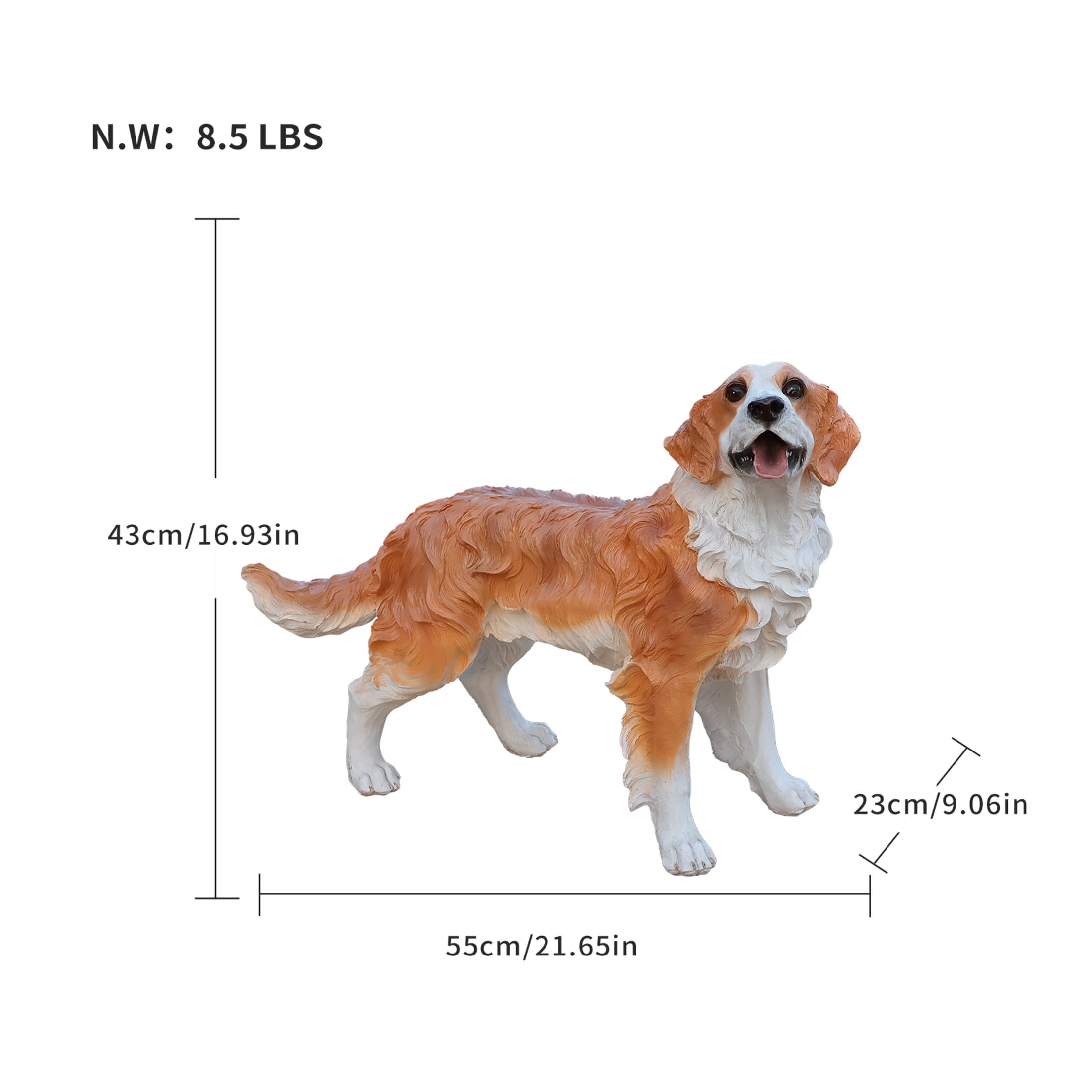 Noble House Lifelike Standing Hound Dog Statue, Realistic Resin Animal Figurine for Outdoor Garden Decor, Brown White