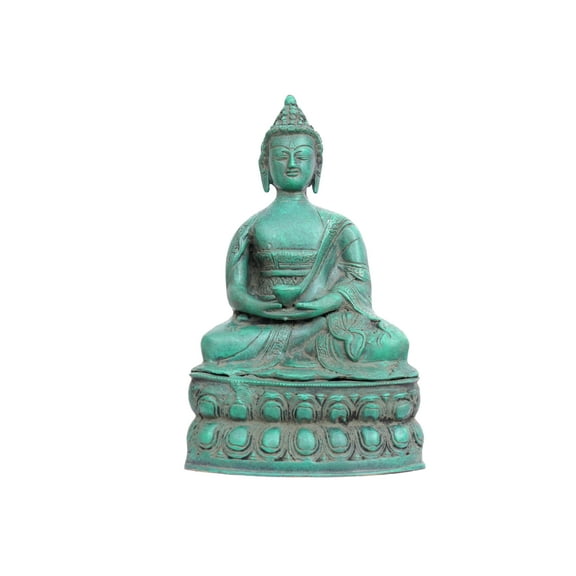 Lord Buddha Brass Statue - Meditating Buddha Idol for Garden, Puja, Home Mandirs, Gifts by Pooja Bazar 5.5 X 12 X 8 In
