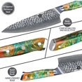 thumbnail image 3 of WILDMOK Chef Knife 8 Inch Super Steel 67 Layer Damascus Razor Sharp, Green & Orange Mix Resin Handle Full Tang, Hammered Finish, 3 of 8