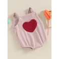 thumbnail image 3 of Bslissey 3M 6M 12M 18M Baby Boys Girls Valentine's Day Romper Sleeveless Heart Pocket Corduroy Bodysuit Newborn Infant Casual Strap Jumpsuit Daily Clothes, 3 of 8