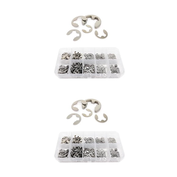 Sidaley Anillos de retención de 580 Uds., práctico anillo de seguridad externo, anillo de presión ligero, abrazadera tipo E, Kits surtidos, lavadora Astilla 2piezas