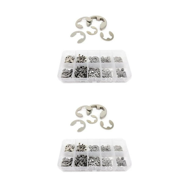 Sidaley Anillos de retención de 580 Uds., práctico anillo de seguridad externo, anillo de presión ligero, abrazadera tipo E, Kits surtidos, lavadora Astilla 2piezas