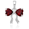 thumbnail image 2 of 14K Solid White Gold Red Garnet Bow Necklace Heart Gemstone Pendant Charm January Birthstone Jewelry, 2 of 4